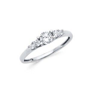 14K White Gold CZ Promise Ring 3 4 5 6 7 8 9